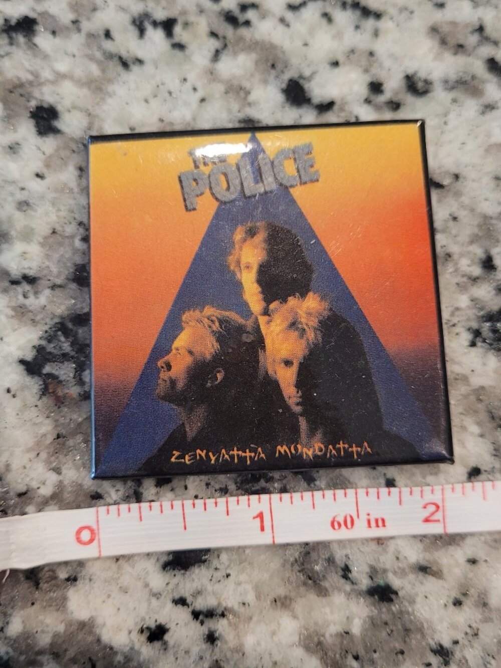 Vintage Original 1980 THE POLICE Pin Zenyatta Mondatta  2 Inch Square Pin